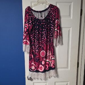 White Mark Polka Dot Dress in Pink and Gray